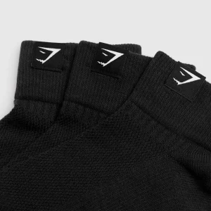 Discount Gymshark Woven Tab Quarter Socks 3pk Black