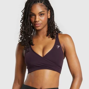 Sale Gymshark Wrap Sports Bra PlumBrown