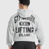 Hot Gymshark XXL Graphic Hoodie LightGreyCoreMarl