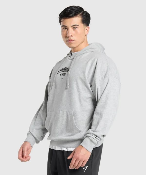 Hot Gymshark XXL Graphic Hoodie LightGreyCoreMarl