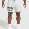 New Gymshark XXL Graphic Shorts LightGreyCoreMarl