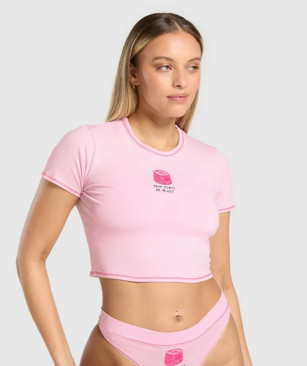 Fashion Gymshark Your Plate or Mine Baby Tee DollyPink