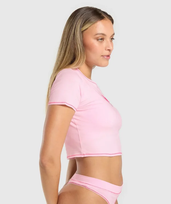 Fashion Gymshark Your Plate or Mine Baby Tee DollyPink