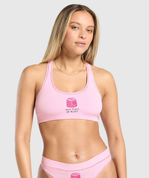 Sale Gymshark Your Plate or Mine Bralette DollyPink