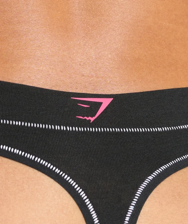 New Gymshark Your Plate or Mine Cotton Thong Black